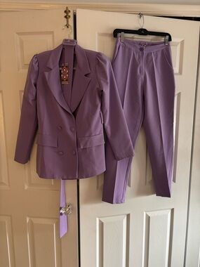 Lavender Double-Breasted Blazer and Trousers Set